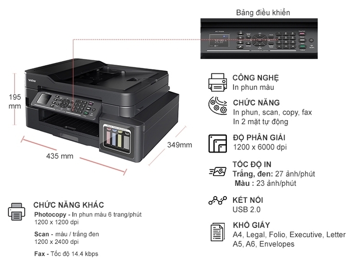 M&aacute;y in phun m&agrave;u Brother MFC-T910DW